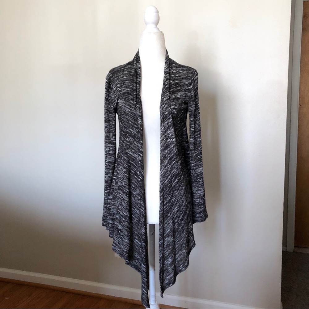 Shelly heather black gray cardigan high low